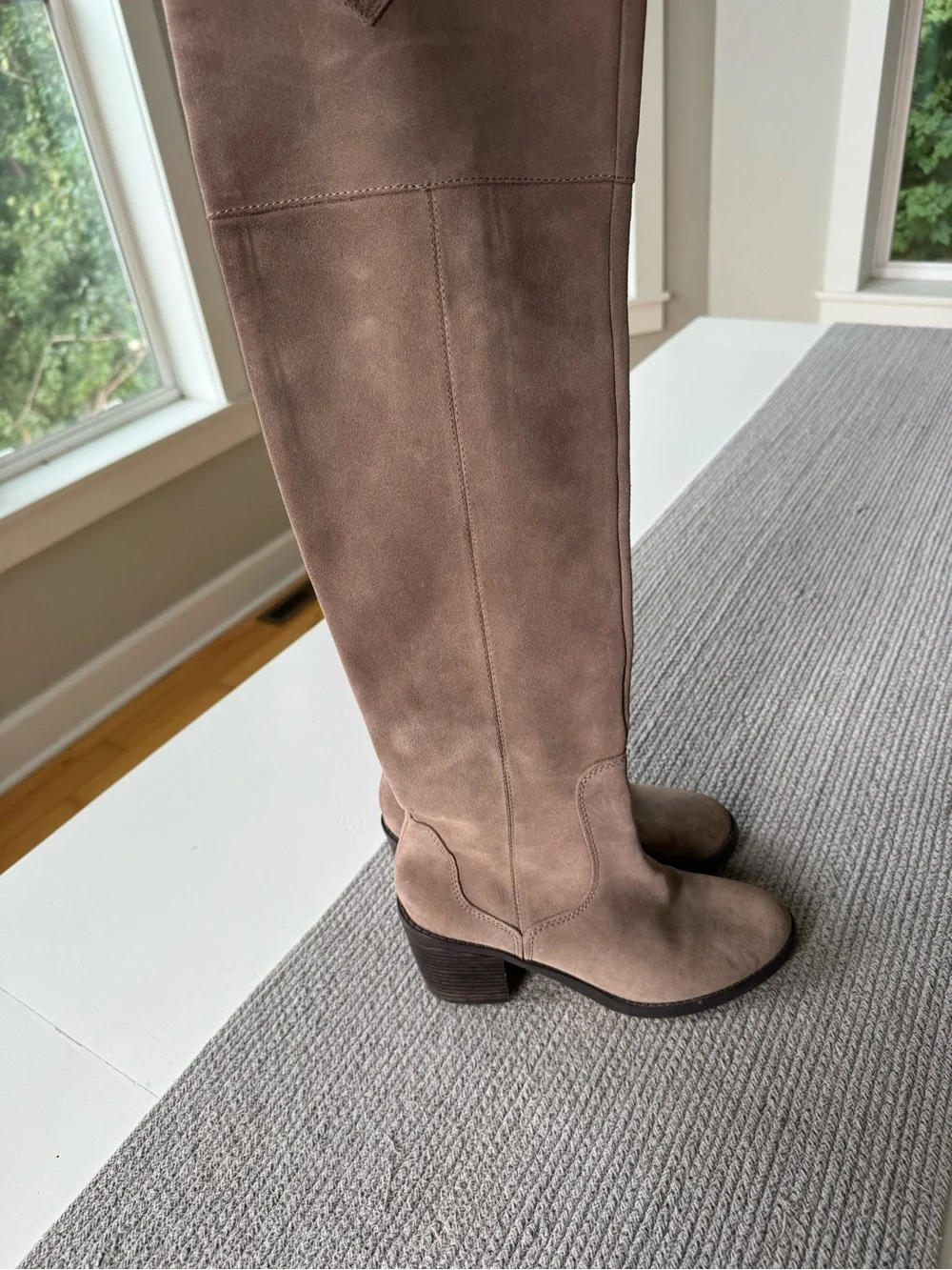 Seychelles Taupe Suede Over-the-Knee Block Heel Boots Sz 8